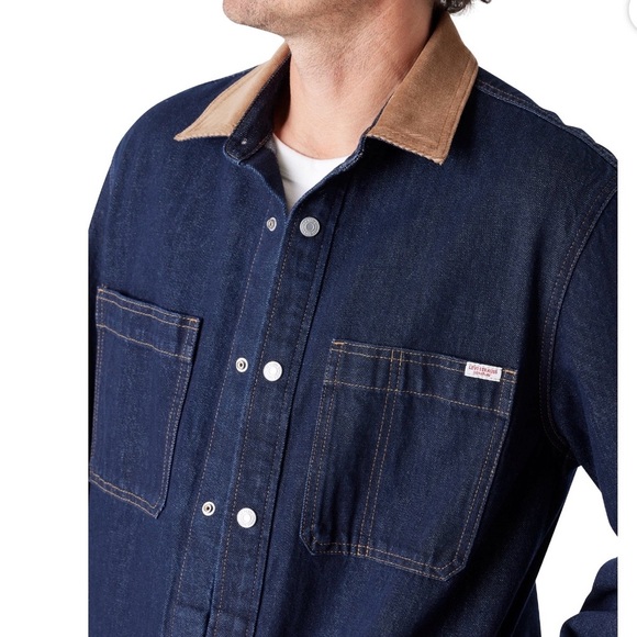 ⚡️LEVI’S Men's Denim Jacket with Tan Collar - Picture 2 of 6
